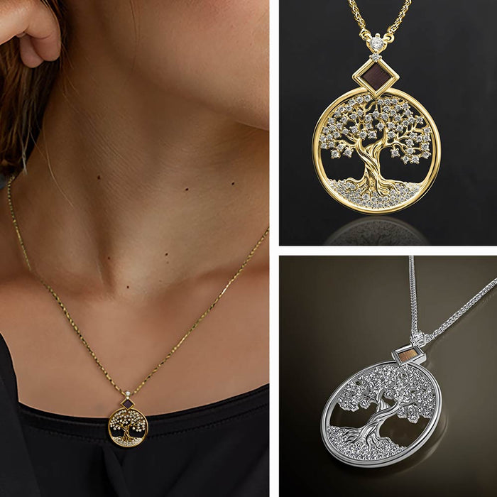 Christian wedding gift idea — Tree of Life necklace with New Testament nano Bible chip