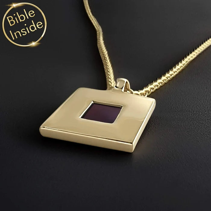 Men's Christian wedding gift – minimalist Cubo necklace with nano chip inside