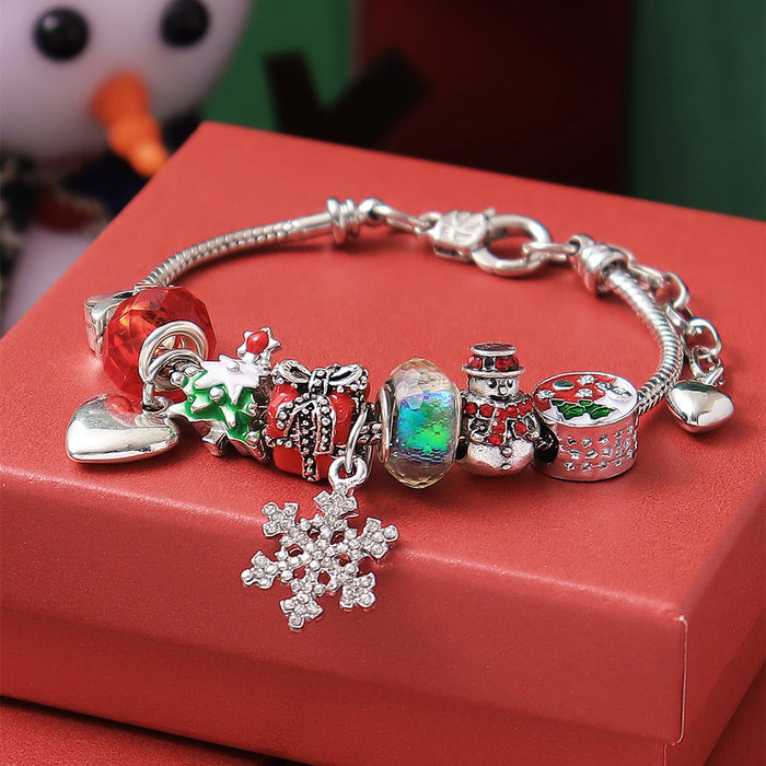 Christmas Tree Snowman Beaded Bracelet