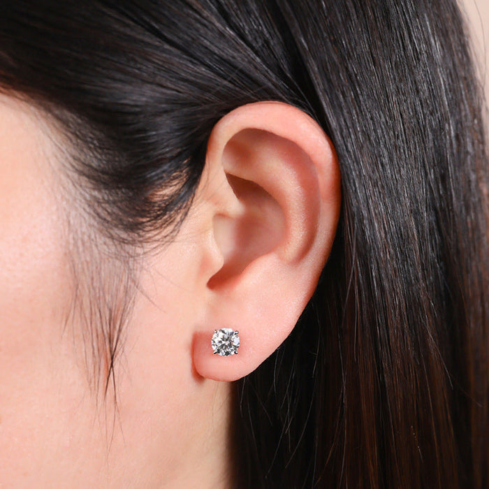 Classic 1.0ct 18K White Gold Plated D Color Moissanite Earrings