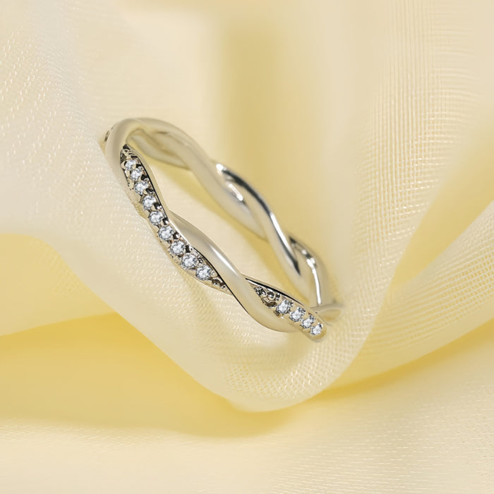 Classic 4 Prong Round Cut Sterling Silver Engagement Ring with Band