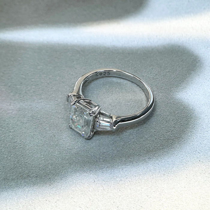 Classic Emerald Cut 2.0ct Moissanite Sterling Silver Ring