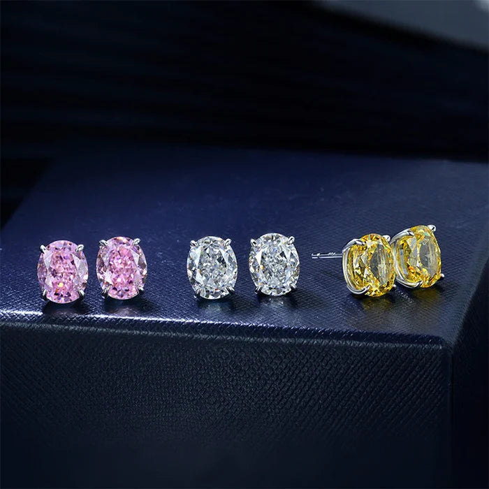 Classic Oval Cut Sterling Silver Stud Earrings