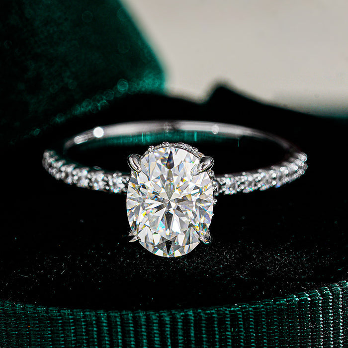 Classic Oval Moissanite Solitaire Engagement Ring in 925 Sterling Silver