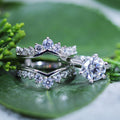 Classic Round Cut Enhancer Wedding Bridal Set In Sterling Silver