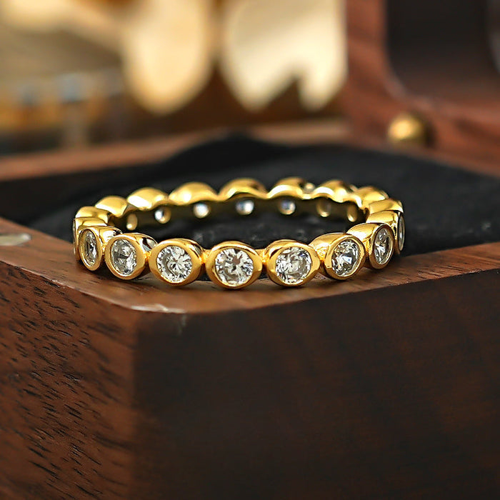 Classic Round Cut Eternity Golden Tone Band