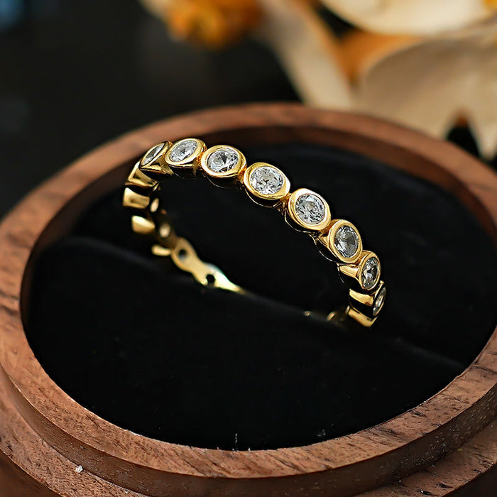 Classic Round Cut Eternity Golden Tone Band