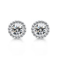 Classic Round Cut Stud Earrings In Sterling Silver
