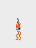 Cosmic Cat Charm - Vermillion and Eggshell Blue Leather Keychain - Front