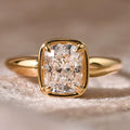 Cushion Cut Bezel-Set Sterling Silver Solitaire Engagement Ring