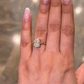 Cushion Cut Sterling Silver Engagement Ring With Hidden Halo