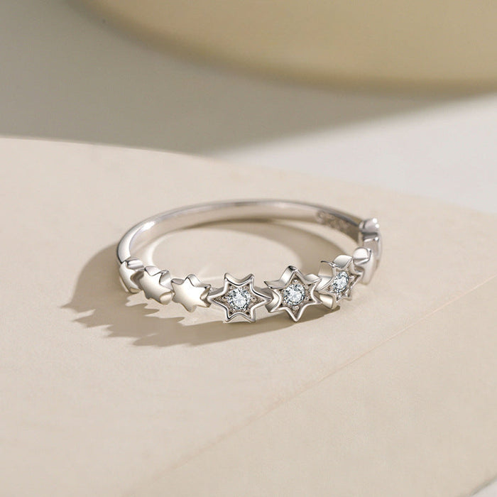 Cute Star Design Sterling Silver Band
