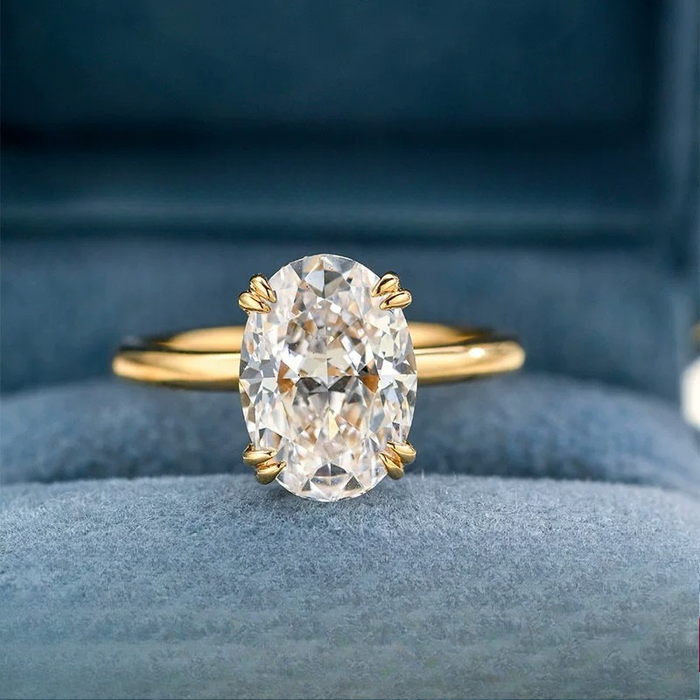 Dainty Oval Cut Sterling Silver Engagement Ring