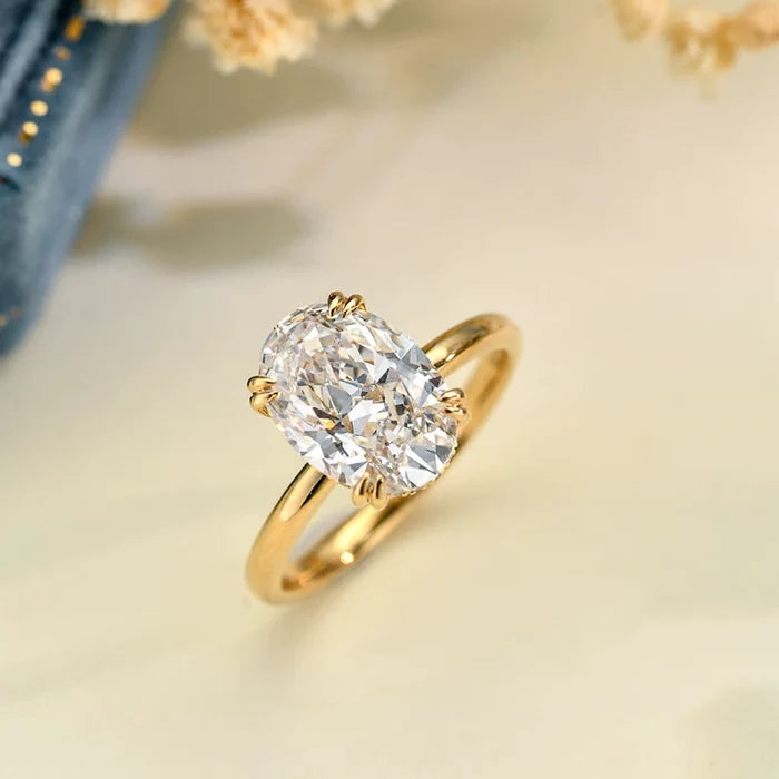 Dainty Oval Cut Sterling Silver Engagement Ring