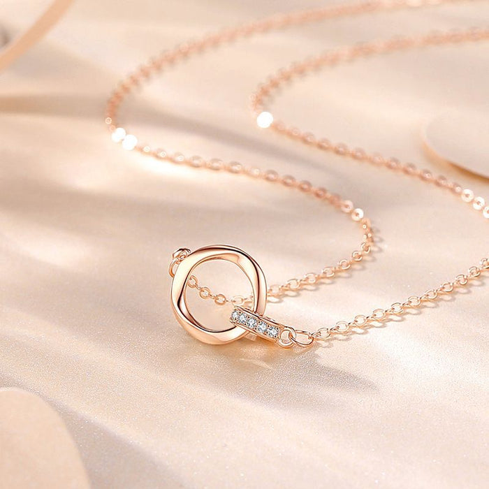 Double Mobius Circle Necklace in Sterling Silver