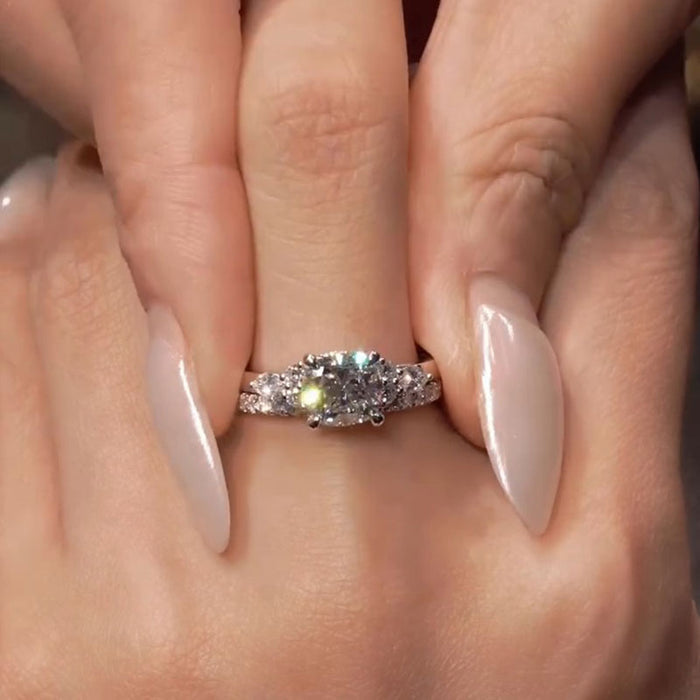 Elegant 2PCS Cushion Cut Bridal Set In Sterling Silver