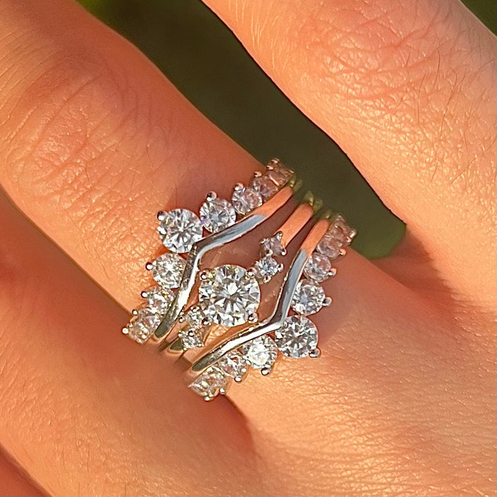 Elegant Round Cut Insert Bridal Set For Women In Sterling Silver