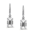 Emerald Cut 925 Sterling Silver Drop Earrings