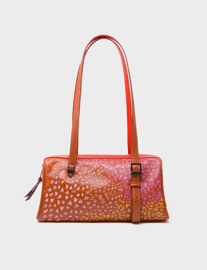 Esther Baked City Brown Satchel Mini Bag - Retro Tiger Embroidery - Front VIew