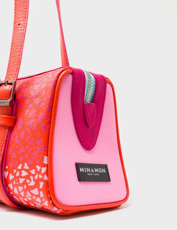 Esther Fiesta Red Satchel Mini Bag - Retro Tiger Embroidery - Side View