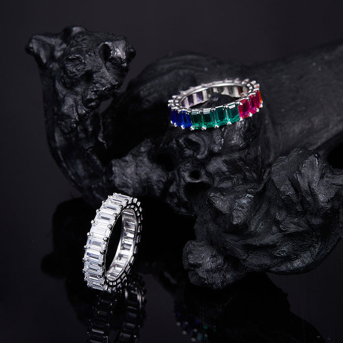 “Eternal Rainbow” Full Eternity Band in 18K Gold Plated 925 Sterling Silver