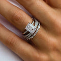 Exclusive 3PC Emerald Cut Wedding Set In Sterling Silver