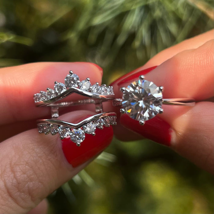 Exquisite 2 Pcs Round Cut Enhancer Wedding Bridal Set