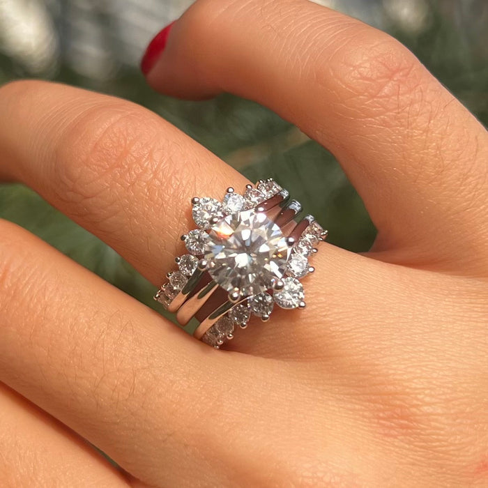 Exquisite 2 Pcs Round Cut Enhancer Wedding Bridal Set