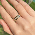 Exquisite 3PCS Yellow Gold Round Cut Sterling Silver Wedding Band