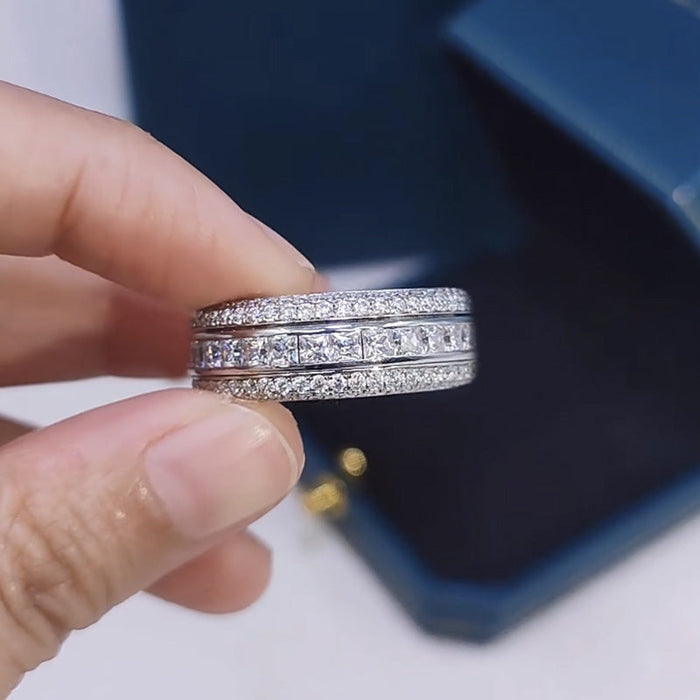 Exquisite 5 Rows Eternity Sterling Silver Band