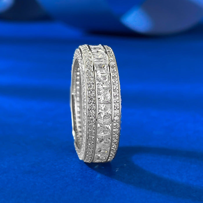 Exquisite 5 Rows Eternity Sterling Silver Band