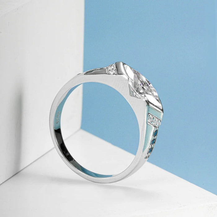 Exquisite Moissanite 1.0ct Marquise Cut Sterling Silver Engagement Ring