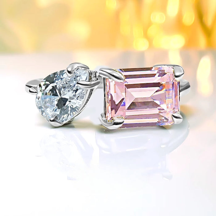 Exquisite Two Stone Sterling Silver Ring