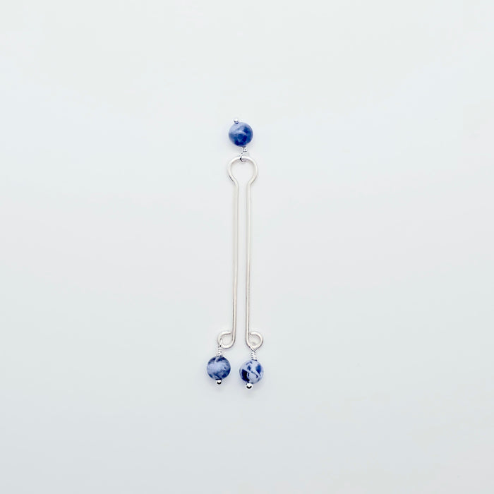 Fake Christina Jewelry with Blue Sodalite Beads.  Labia Clip. Non-Piercing Body Jewelry for Women.