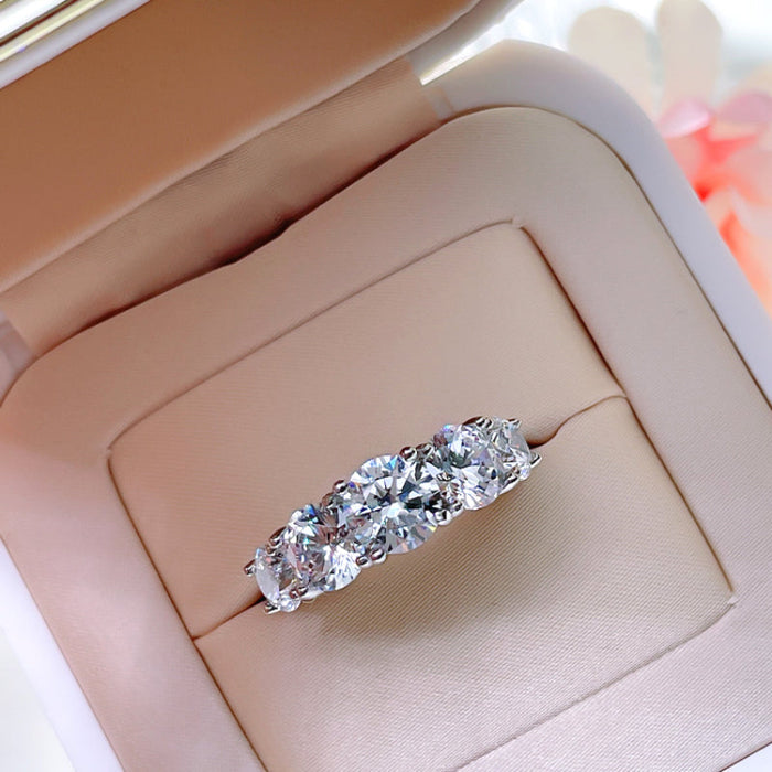 Fine Stone Sterling Silver Half Eternity Wedding Band