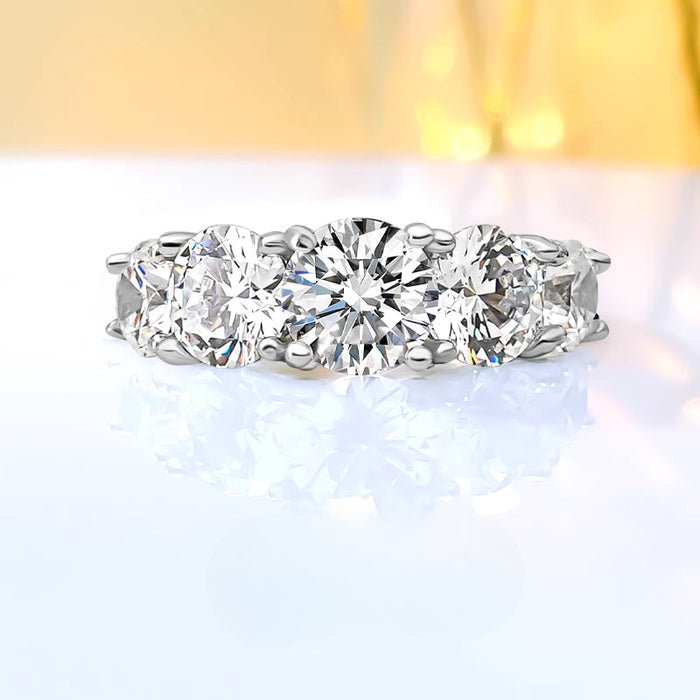 Fine Stone Sterling Silver Half Eternity Wedding Band