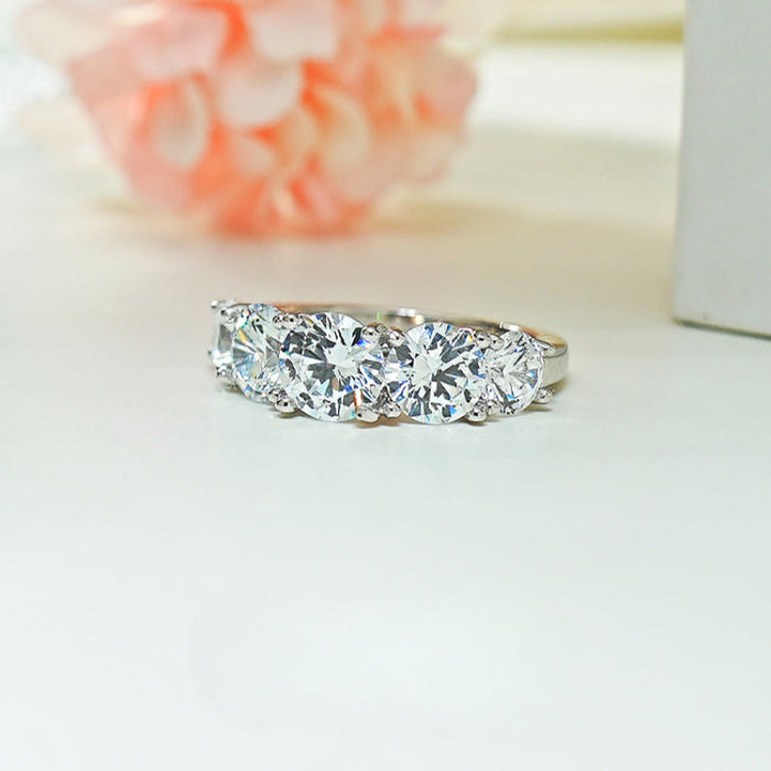 Fine Stone Sterling Silver Half Eternity Wedding Band