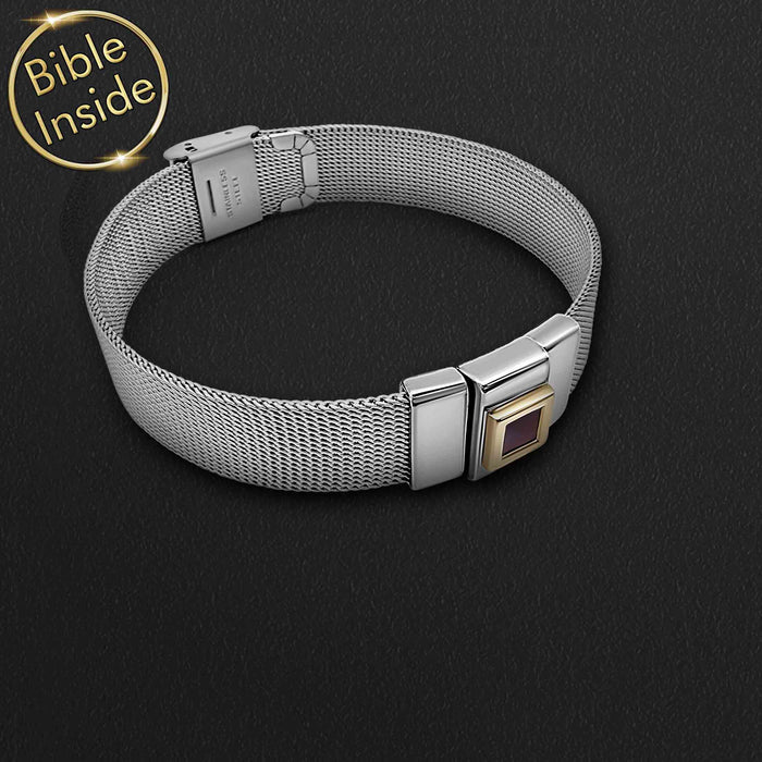 Mens Christian bracelet with micro Bible chip – cool valentines day gift for boyfriend