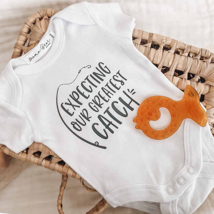 Fishing Baby Announcement Onesie - Expecting Our Greatest Catch