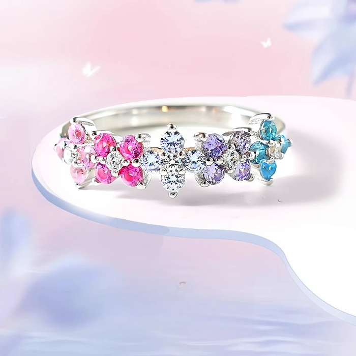 Floral Design Sterling Silver Ring in Silver Tone