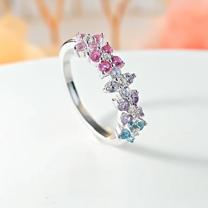 Floral Design Sterling Silver Ring in Silver Tone