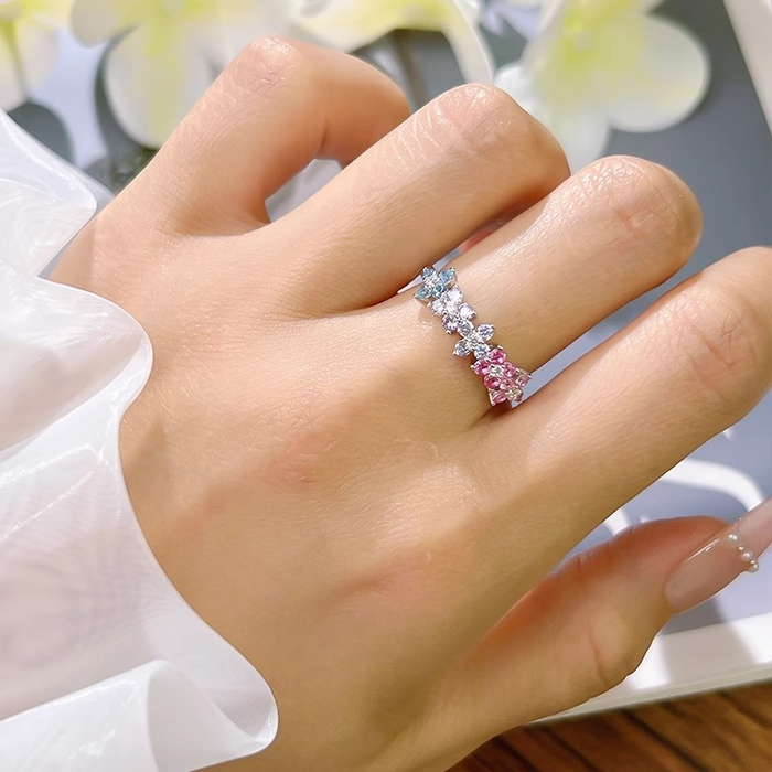Floral Design Sterling Silver Ring in Silver Tone