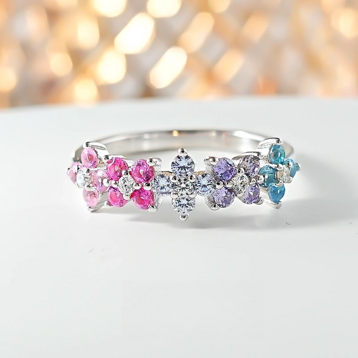 Floral Design Sterling Silver Ring in Silver Tone