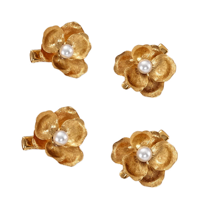 Floral Hair Clip Set ¨C 4-Piece Elegant Blooming Barrettes