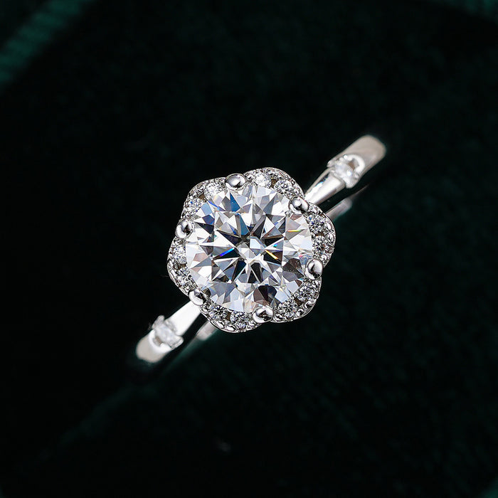Flower Design 1.0ct Moissanite Engagement Ring