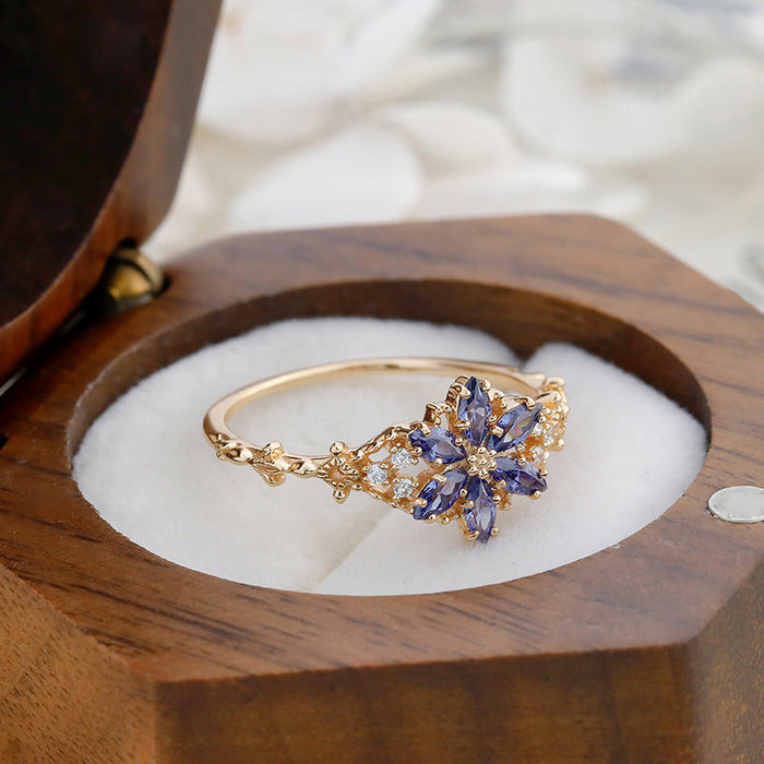 Flower Design 14K Gold Plated Ring