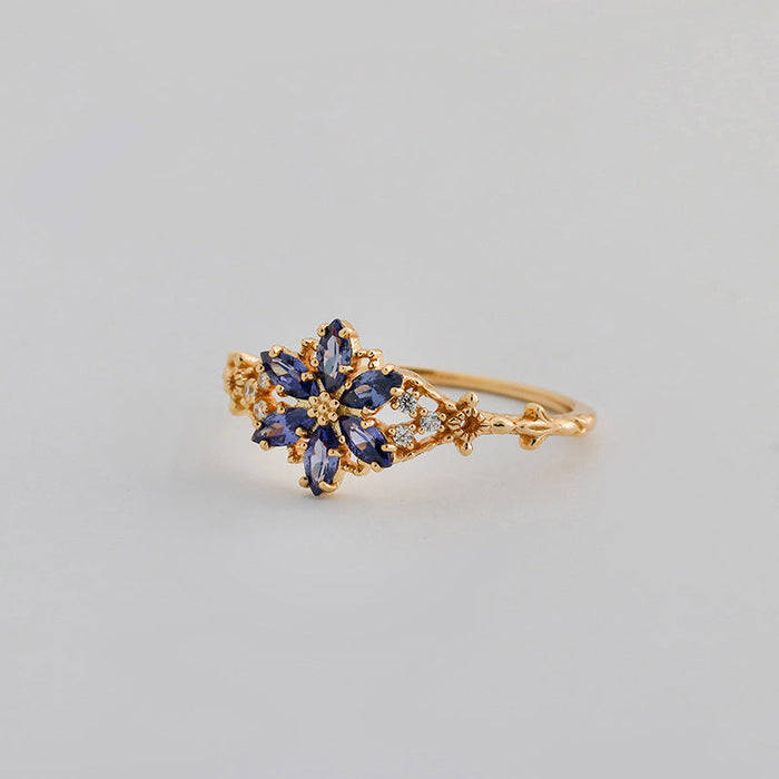 Flower Design 14K Gold Plated Ring