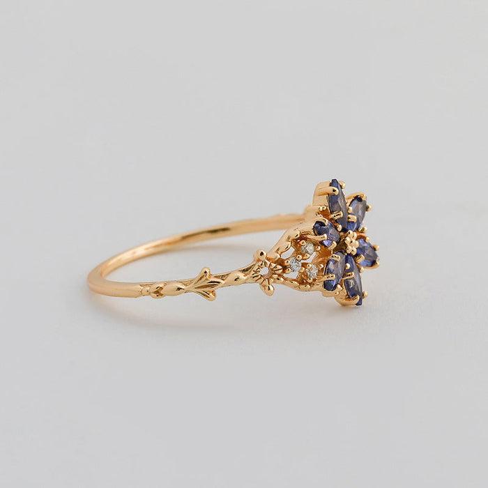 Flower Design 14K Gold Plated Ring