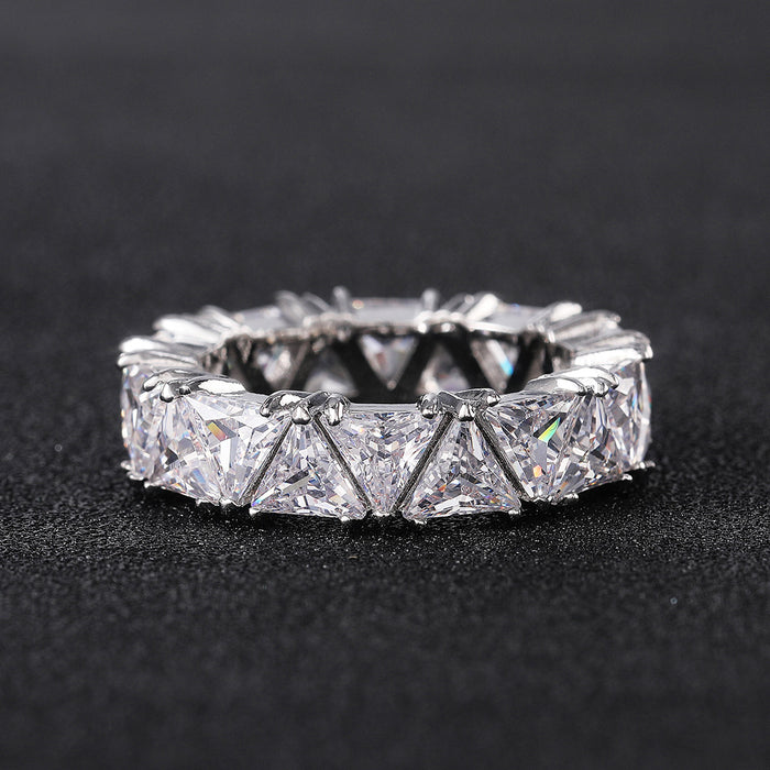 Full Eternity Triangle Gemstone Wedding Band in 925 Sterling Silver