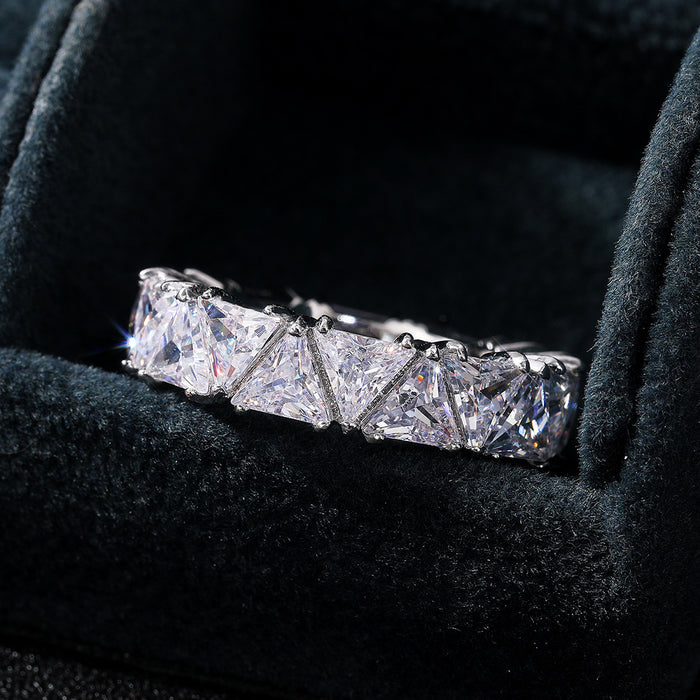 Full Eternity Triangle Gemstone Wedding Band in 925 Sterling Silver